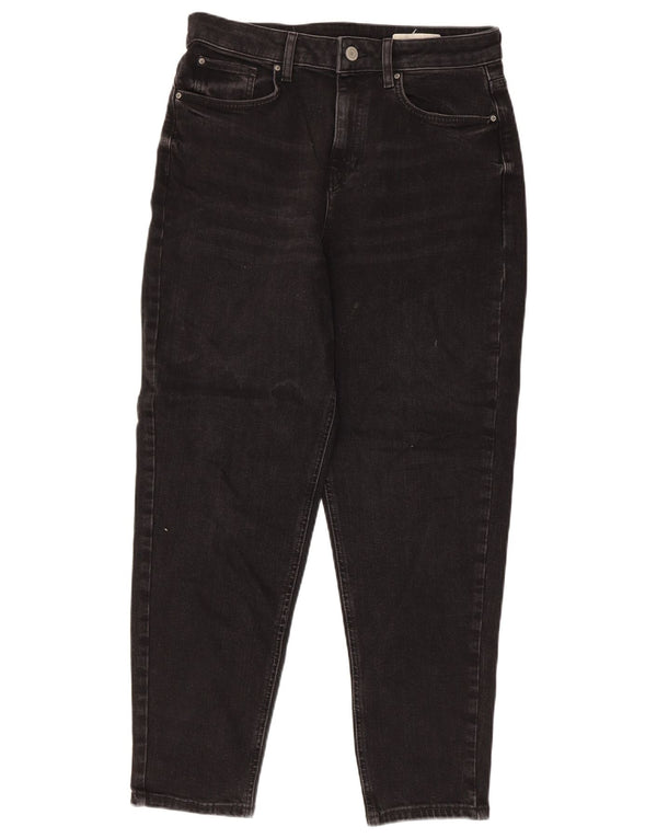 Marks & Spencer Womens Mom Tapered Jeans UK 12 Medium W30 L27 Black