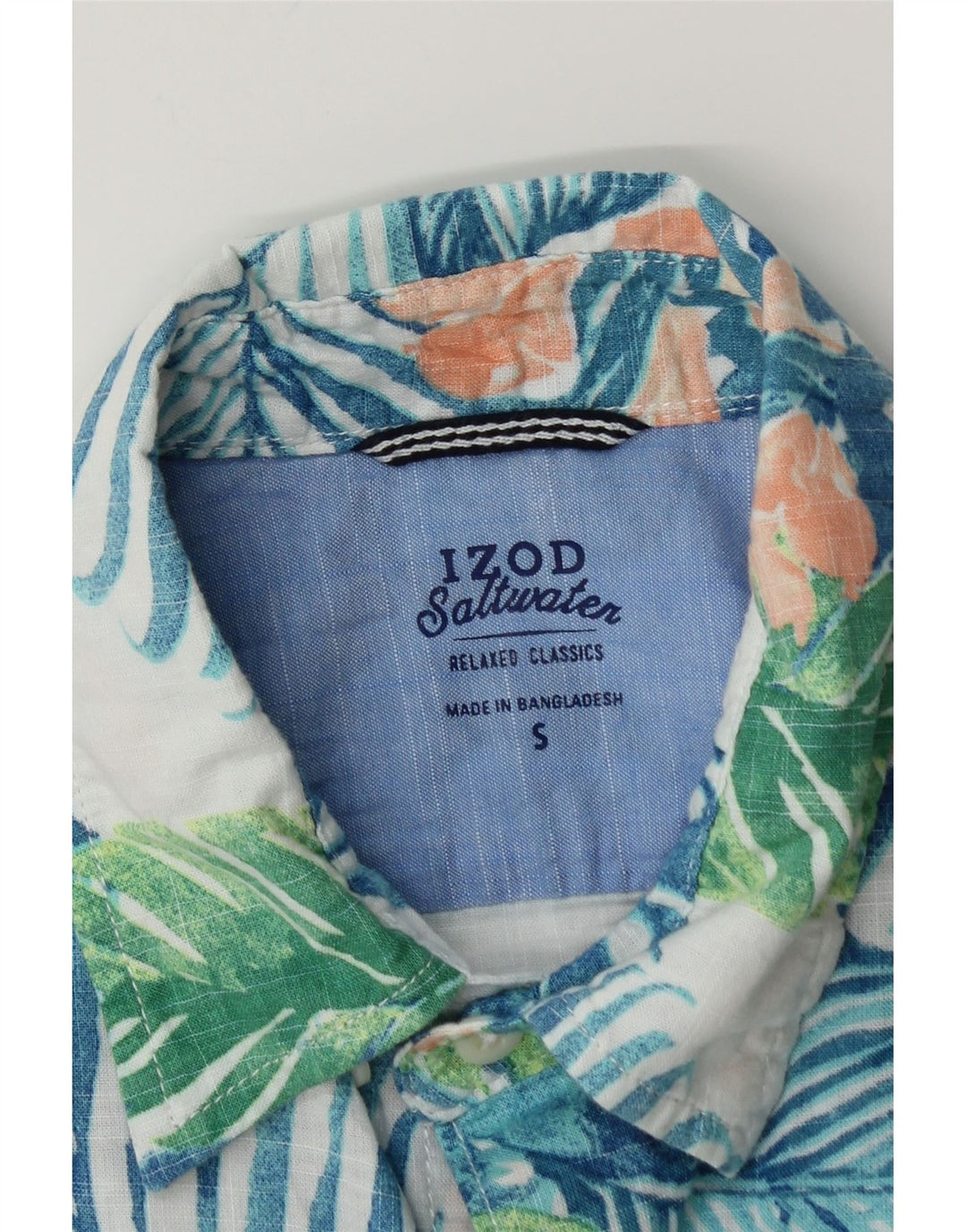 IZOD Mens Salt Water Short Sleeve Shirt Small Blue Floral