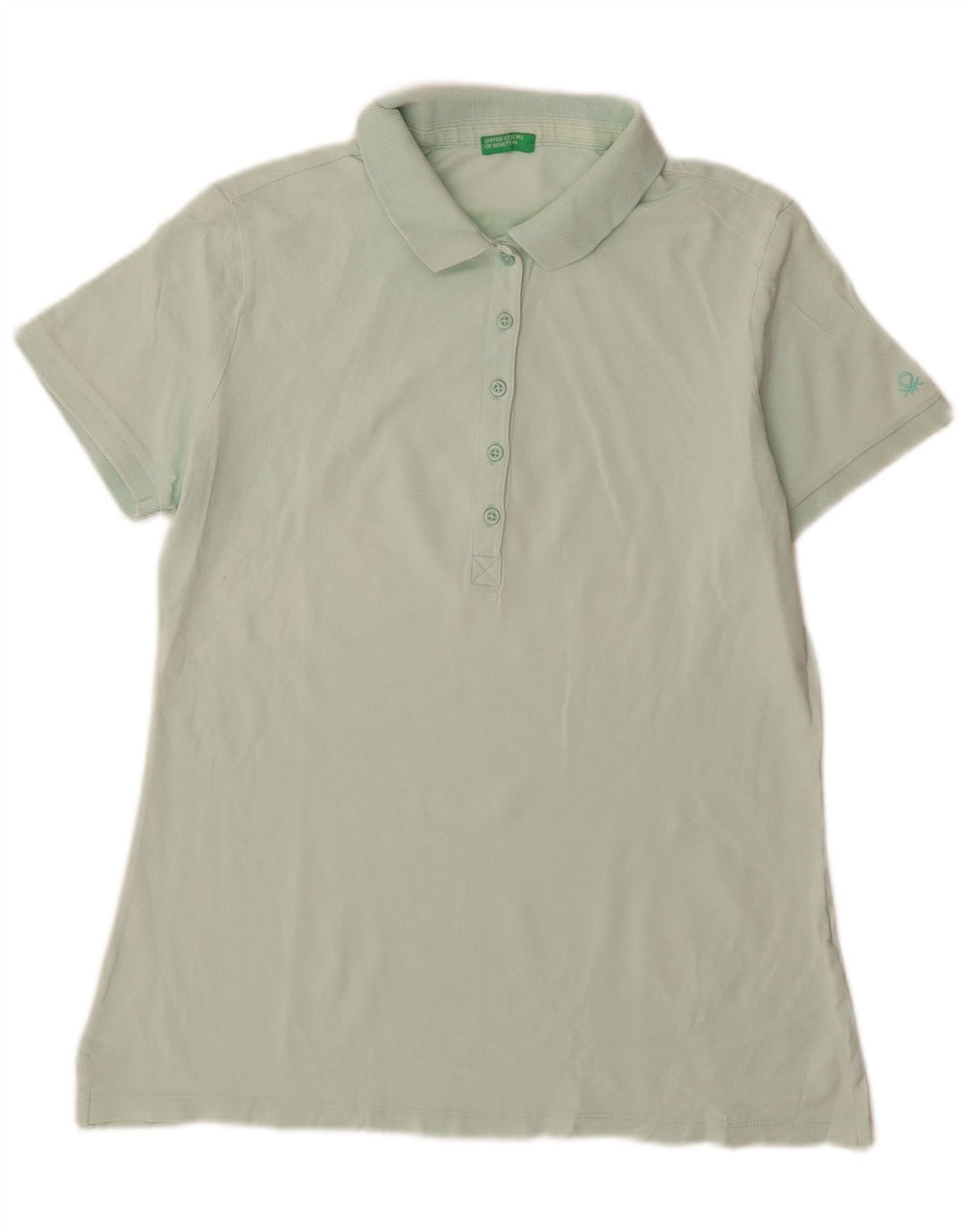 Benetton Womens Polo Shirt UK 14 Medium Green