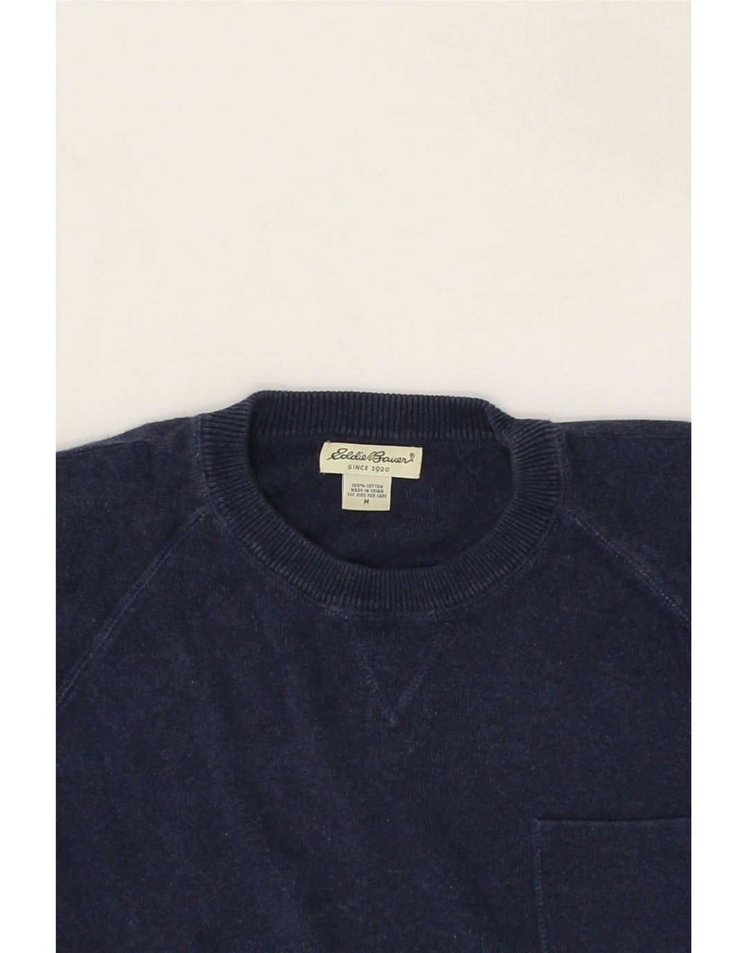 EDDIE BAUER Womens Crew Neck Jumper Sweater UK 14 Medium Navy Blue Cotton Vintage Eddie Bauer and Second-Hand Eddie Bauer from Messina Hembry 