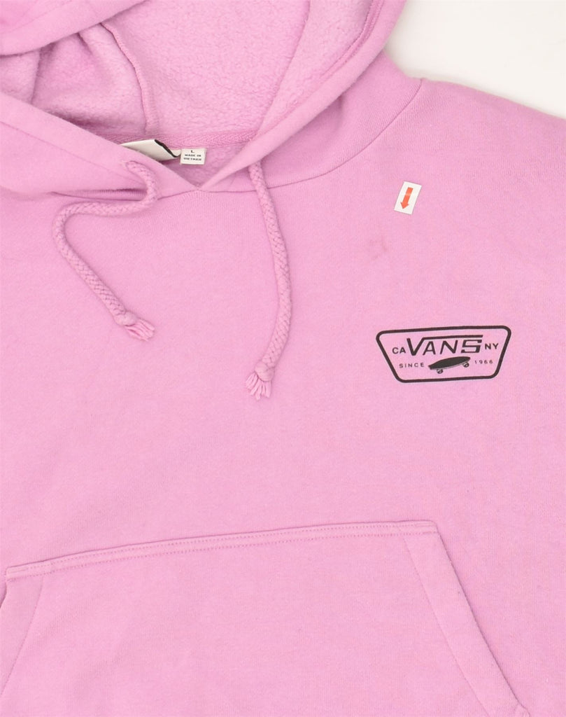 VANS Womens Graphic Hoodie Jumper UK 16 Large Pink Cotton | Vintage Vans | Thrift | Second-Hand Vans | Used Clothing | Messina Hembry 