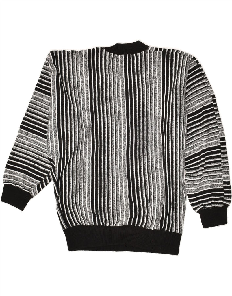 VINTAGE Womens Crew Neck Jumper Sweater UK 12 Medium Black Striped | Vintage Vintage | Thrift | Second-Hand Vintage | Used Clothing | Messina Hembry 