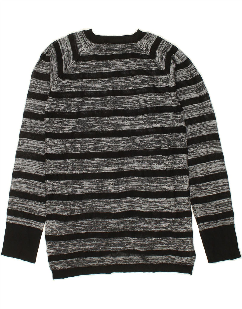 DKNY Girls Cardigan Sweater 15-16 Years Medium  Grey Striped Viscose | Vintage Dkny | Thrift | Second-Hand Dkny | Used Clothing | Messina Hembry 