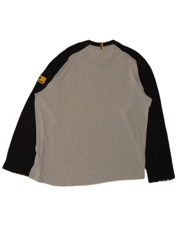Adidas Mens Graphic Top Long Sleeve UK 44/46 Large Grey Colourblock Modal