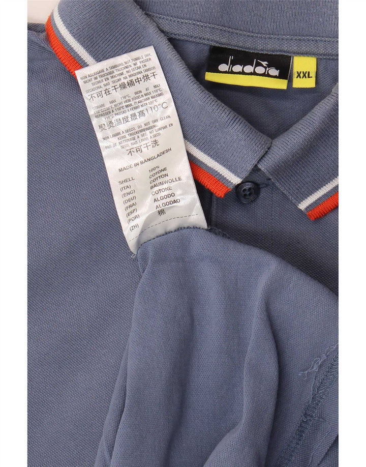 Diadora Mens Polo Shirt 2XL Blue Cotton