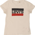 LEVI'S Womens Graphic T-Shirt Top UK 12 Medium Off White Cotton Vintage Levi's and Second-Hand Levi's from Messina Hembry 