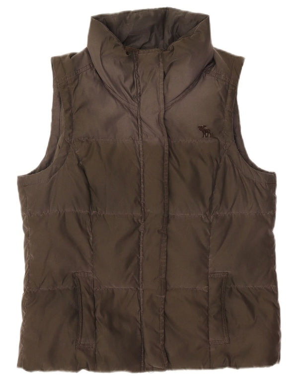 Abercrombie & Fitch Womens Padded Gilet UK 14 Large Khaki Polyester