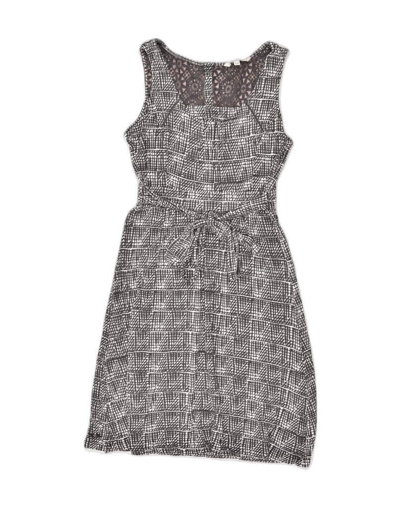 FAT FACE Womens Belted Sundress UK 10 Small Grey Geometric Cotton | Vintage Fat Face | Thrift | Second-Hand Fat Face | Used Clothing | Messina Hembry 