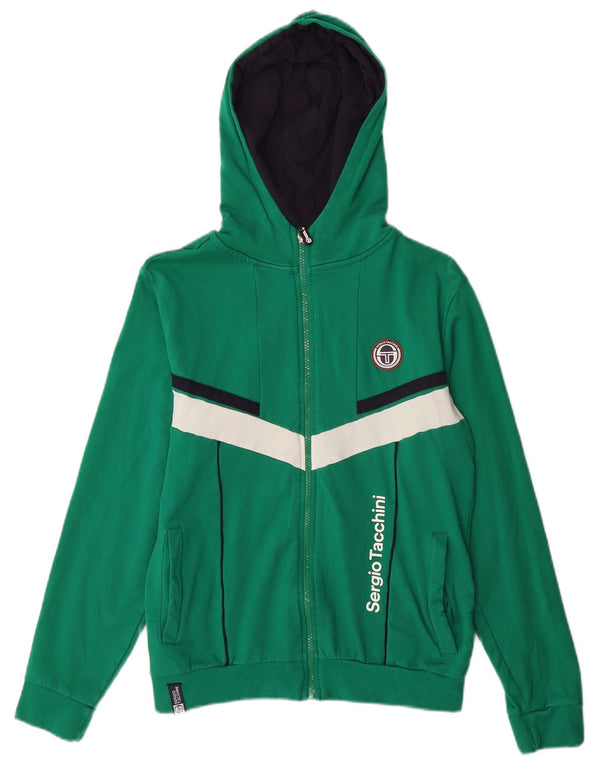 Sergio Tacchini Boys Zip Hoodie Sweater 13-14 Years Green Colourblock