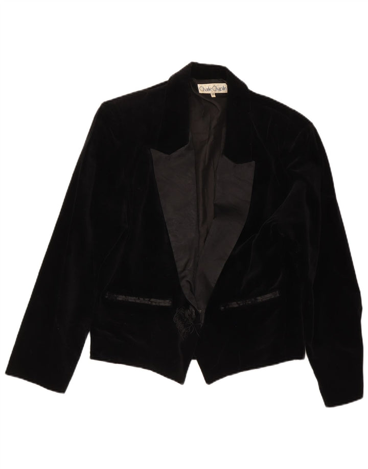 Charlie Chaplin Womens Velvet 1 Button Blazer Jacket IT 46 Large Black