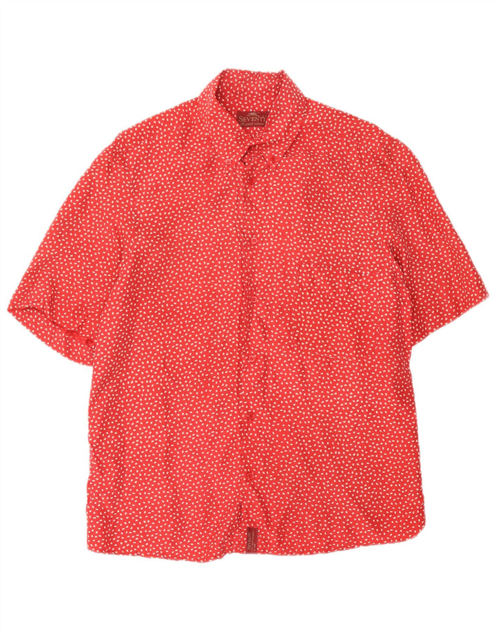 Seventy Mens Short Sleeve Shirt Medium Red Spotted