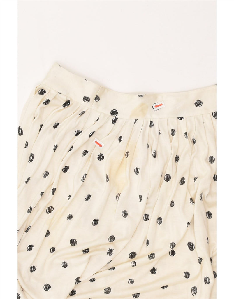 MOSCHINO Womens A-Line Skirt UK 12 Medium W32 White Spotted Silk | Vintage Moschino | Thrift | Second-Hand Moschino | Used Clothing | Messina Hembry 