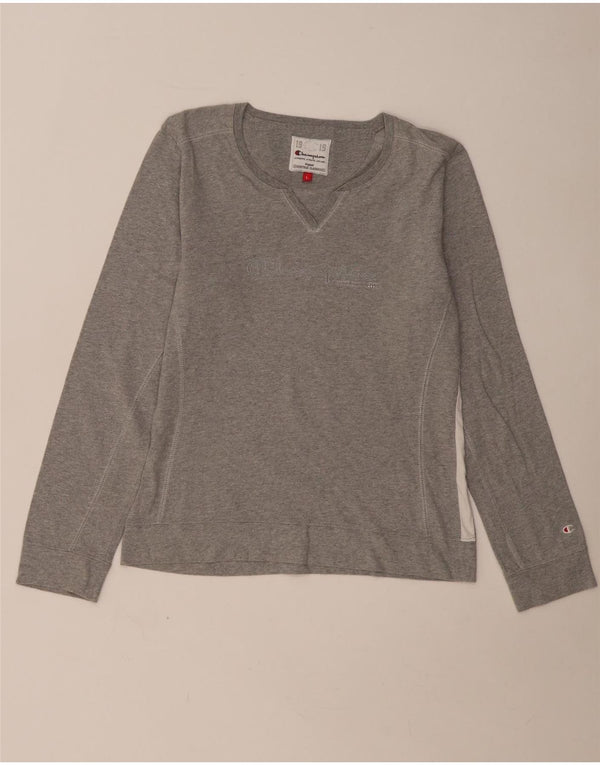 Champion Womens Heritage Classics Graphic Top Long Sleeve UK 14 Large Grey