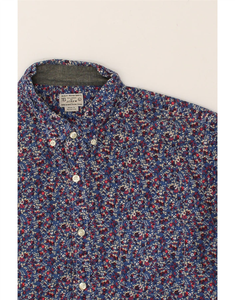 J. CREW Mens Tailored Shirt Large Navy Blue Floral Cotton | Vintage J. Crew | Thrift | Second-Hand J. Crew | Used Clothing | Messina Hembry 