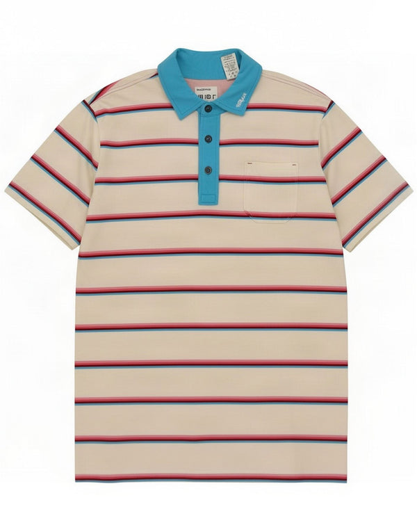Energie Mens Polo Shirt XL White Striped Cotton