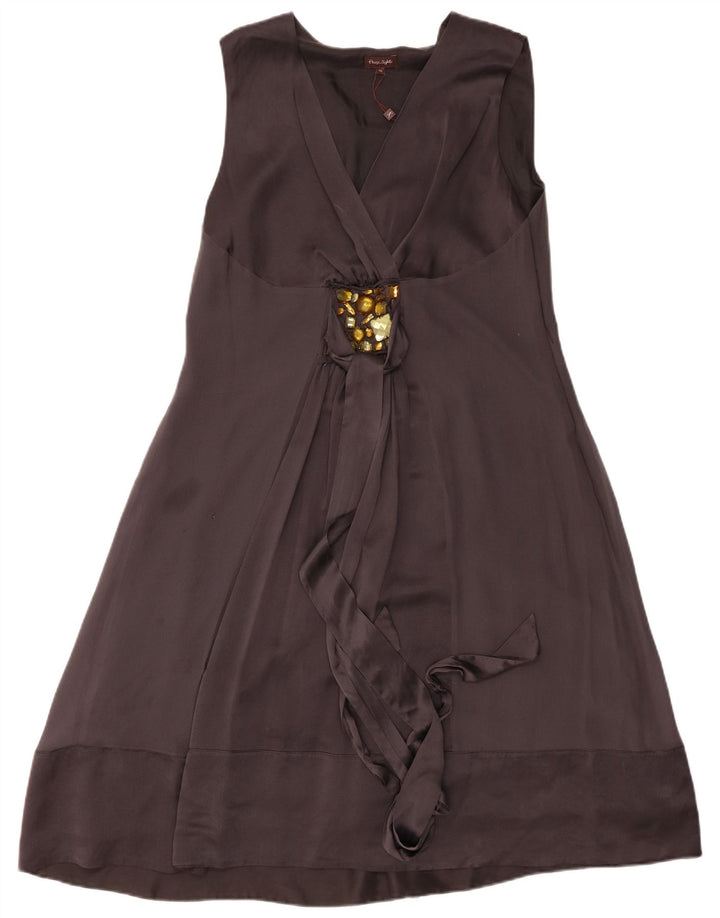 Phase Eight Womens Sleeveless A-Line Dress UK 16 Large  Grey Silk