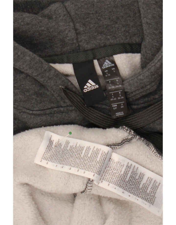 ADIDAS Womens Graphic Hoodie Jumper UK 8/10 Small Grey Cotton