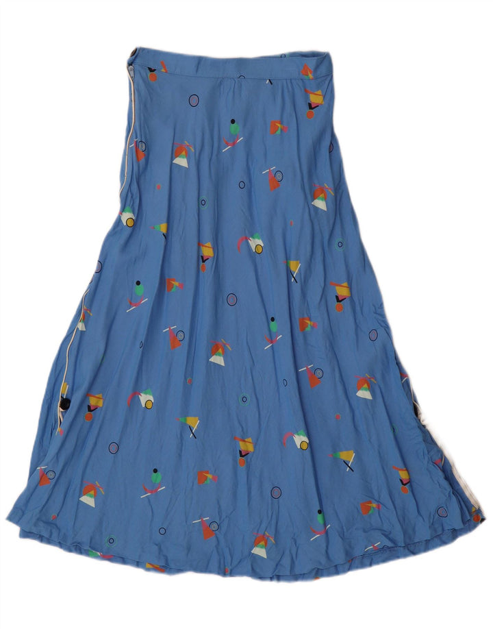 VINTAGE Womens High Waist A-Line Skirt IT 42 Medium W24 Blue Geometric