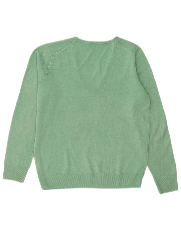 Marks & Spencer Womens V-Neck Jumper Sweater UK 12 Medium Green Acrylic