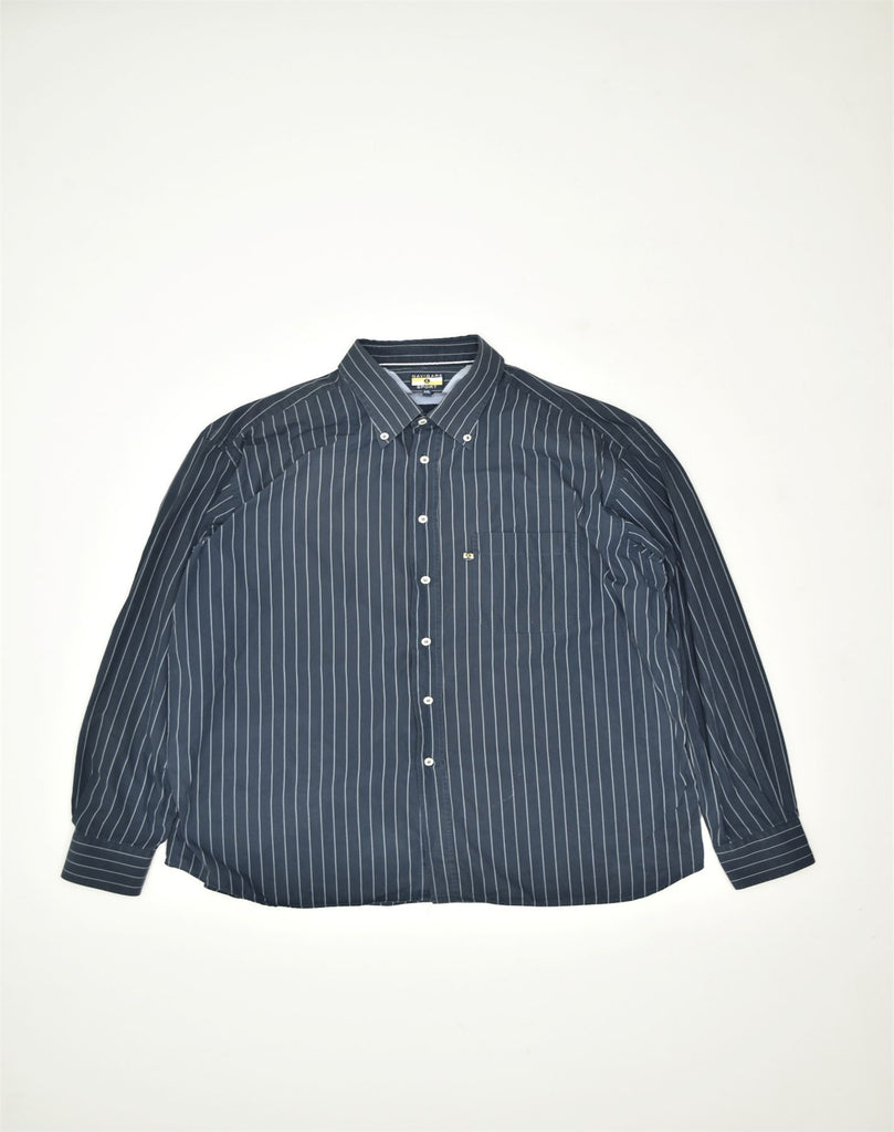 NAVIGARE Mens Shirt 2XL Navy Blue Striped Cotton | Vintage | Thrift | Second-Hand | Used Clothing | Messina Hembry 