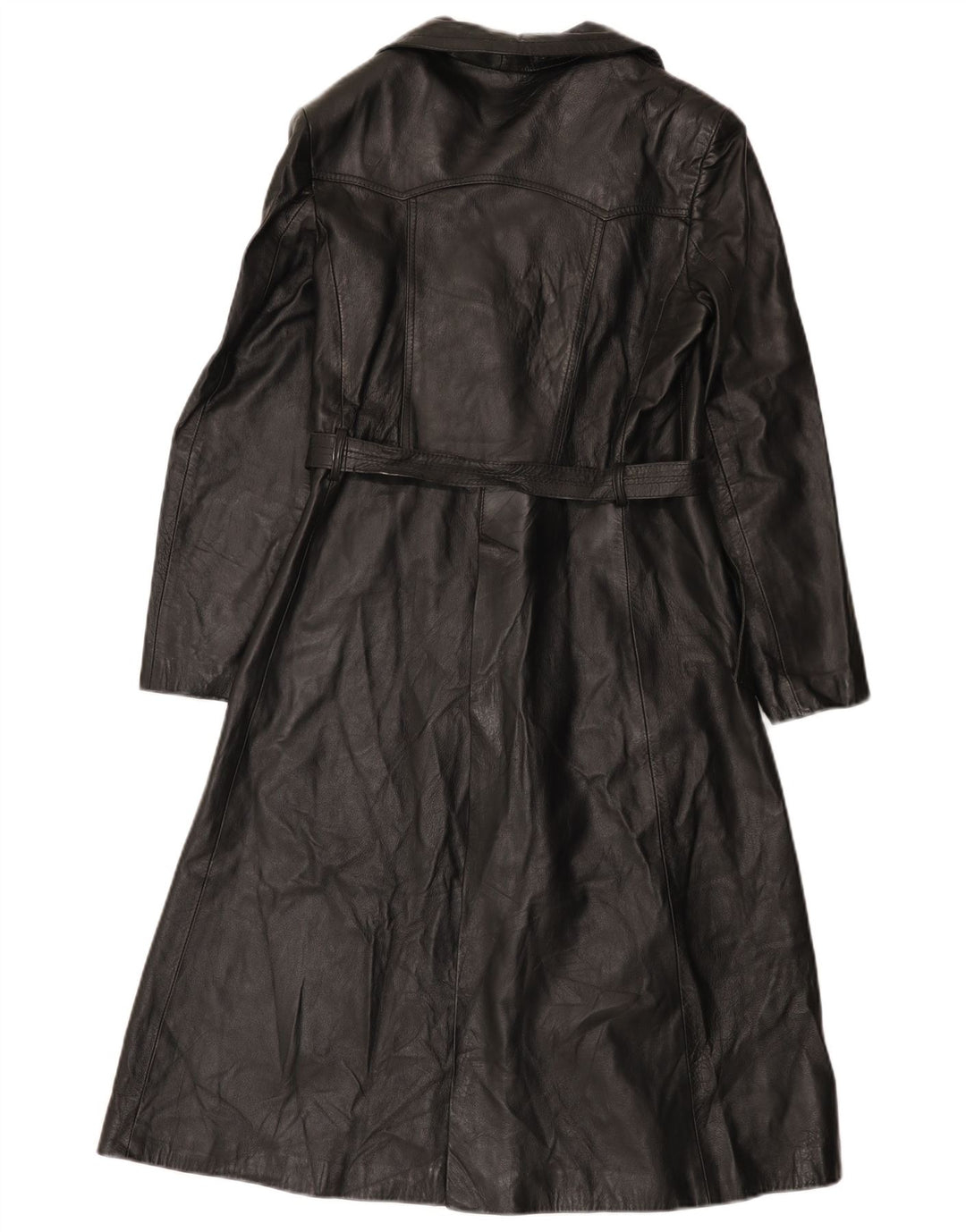 Vintage Womens Double Breasted Leather Coat IT 46 Large Black