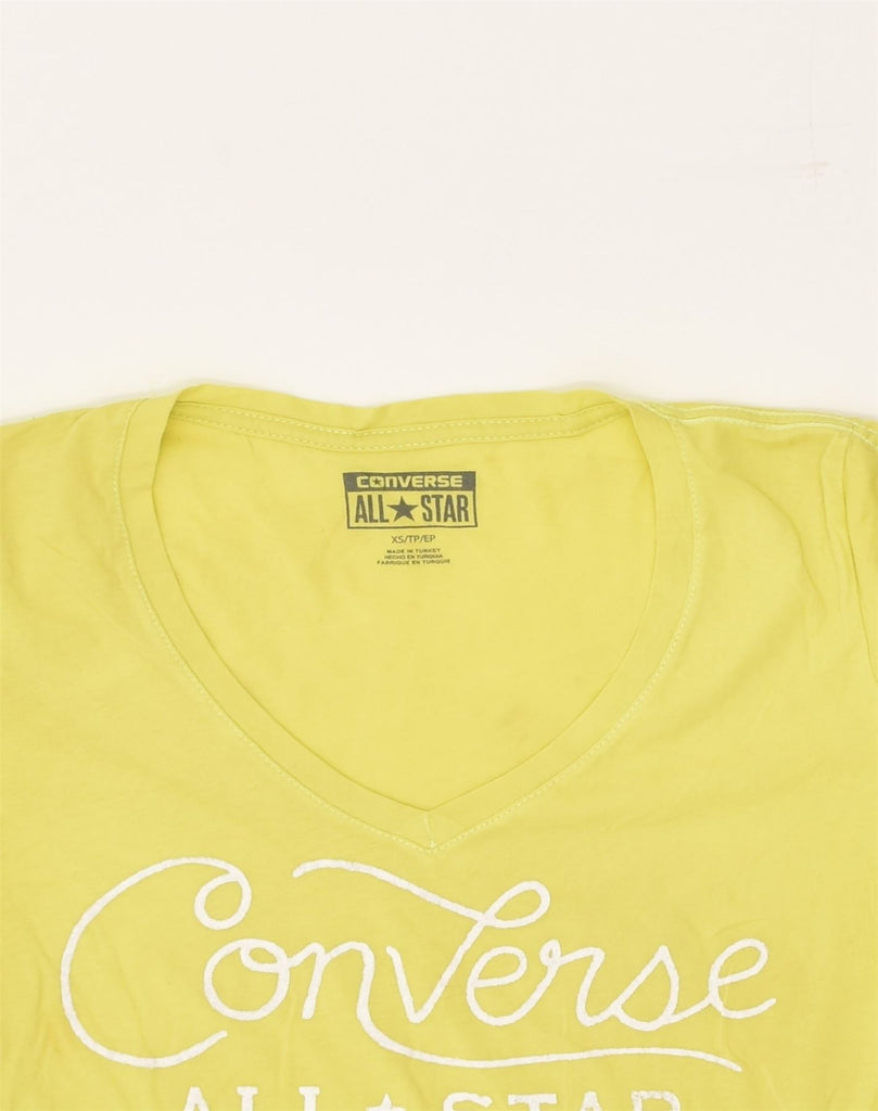 CONVERSE Womens All Star Graphic T-Shirt Top UK 6 XS Yellow Cotton | Vintage Converse | Thrift | Second-Hand Converse | Used Clothing | Messina Hembry 