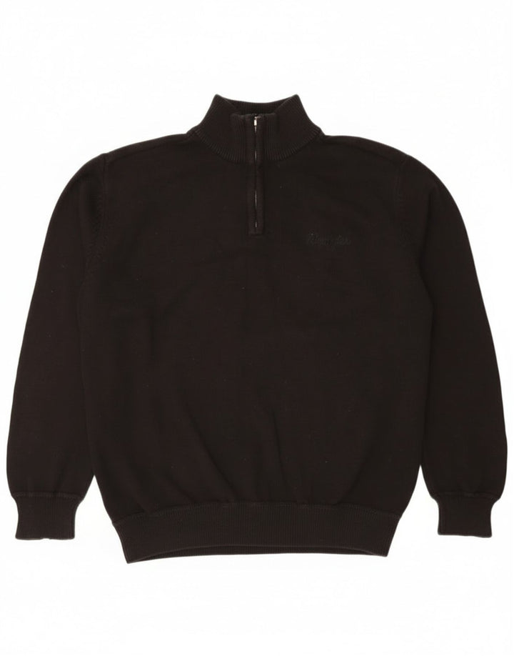 Wrangler Mens Zip Neck Jumper Sweater XL Black Cotton