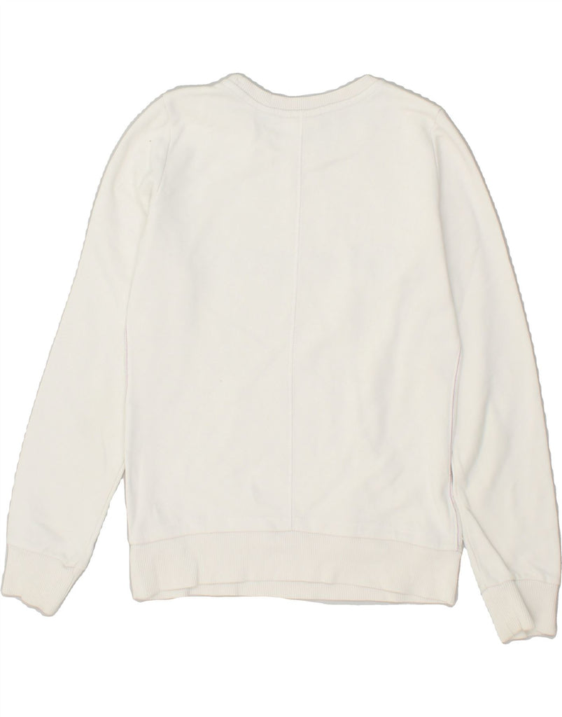 CHAMPION Girls Graphic Sweatshirt Jumper 9-10 Years Medium  White Cotton | Vintage Champion | Thrift | Second-Hand Champion | Used Clothing | Messina Hembry 