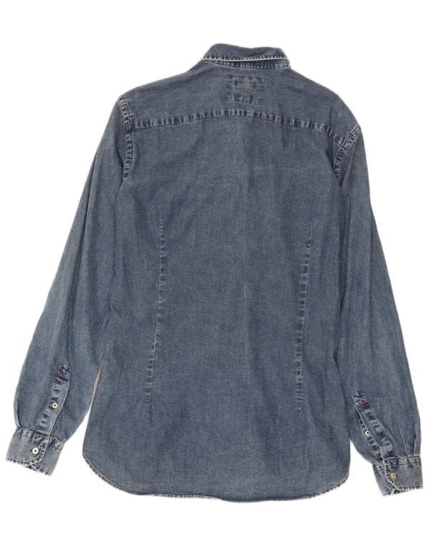 U.S. Polo Assn. Mens Slim Fit Denim Shirt Medium Blue Cotton