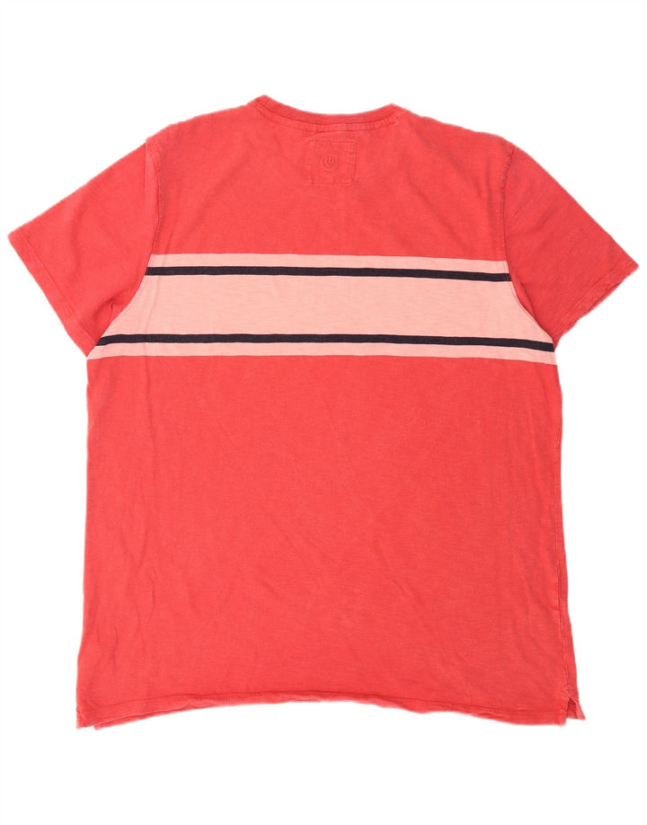 FAT FACE Mens T-Shirt Top 2XL Red Colourblock Cotton