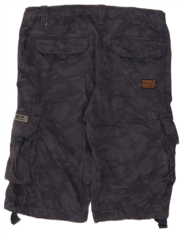 Alpha Industries Mens Cargo Shorts W31 Medium Navy Blue Camouflage Cotton