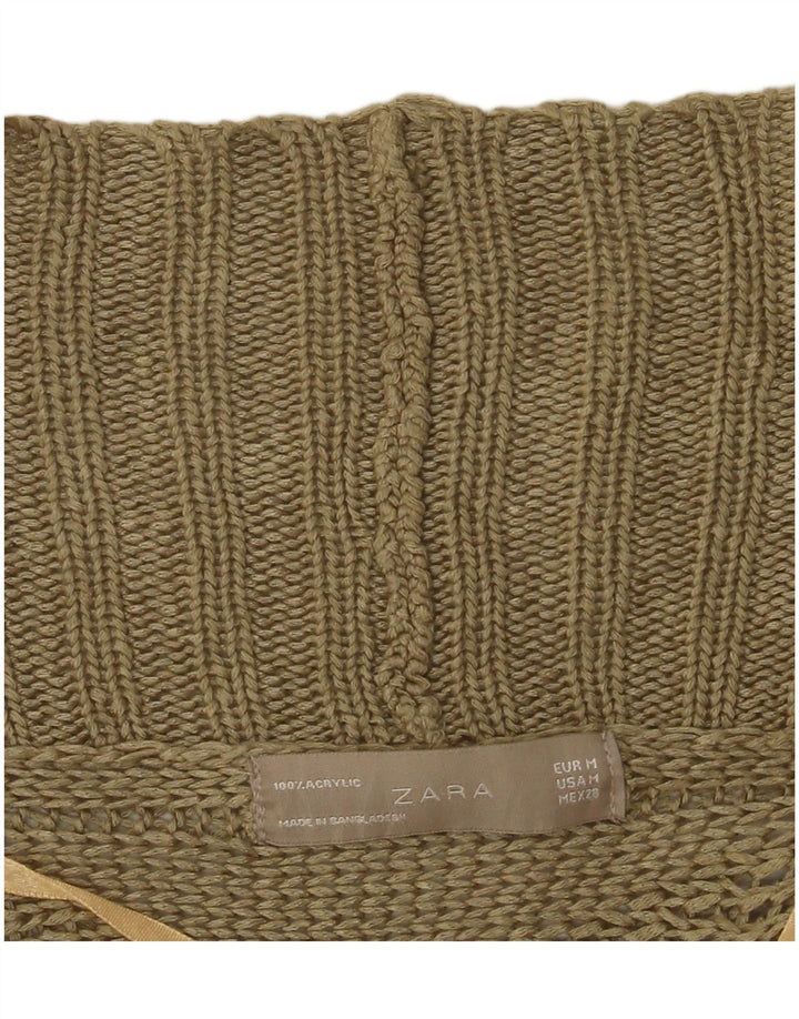 Zara Womens Batwing Poncho Cardigan Sweater UK 14 Medium Khaki