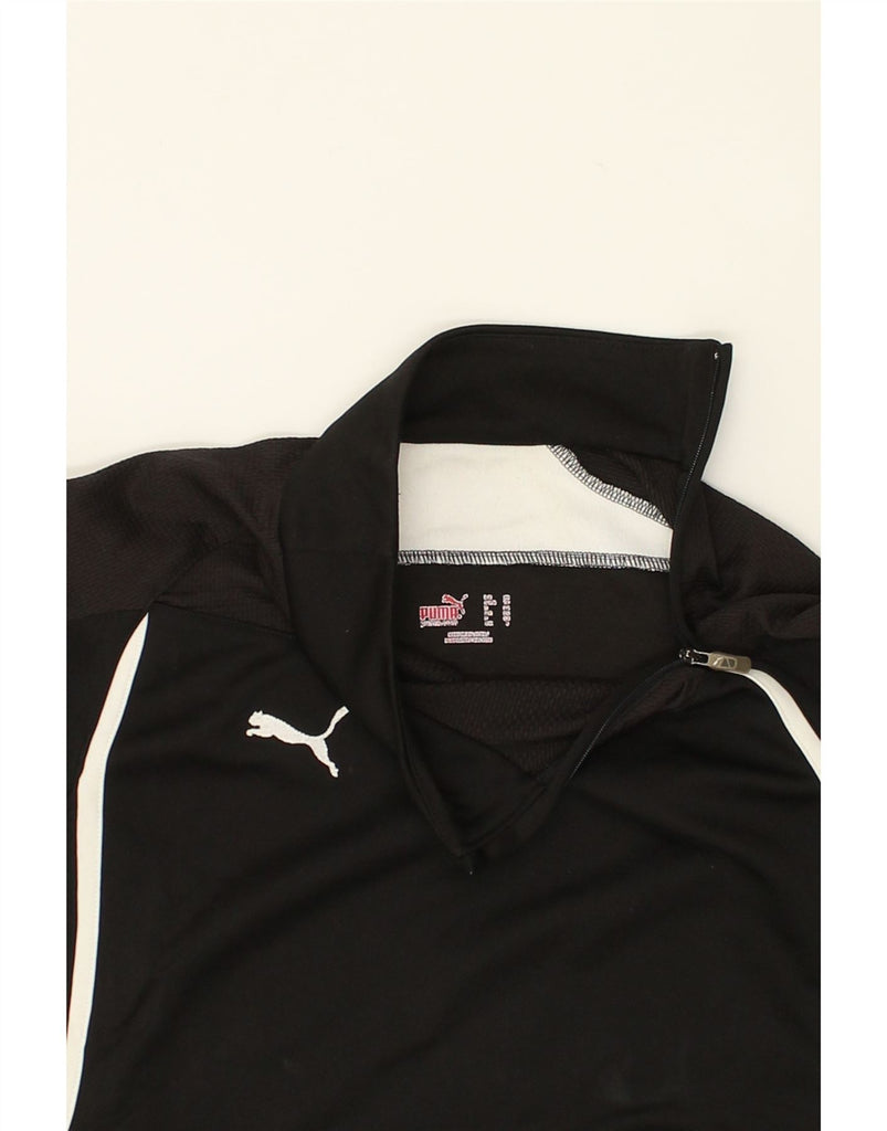 PUMA Womens Zip Neck Pullover Tracksuit Top UK 12 Medium Black Colourblock | Vintage Puma | Thrift | Second-Hand Puma | Used Clothing | Messina Hembry 