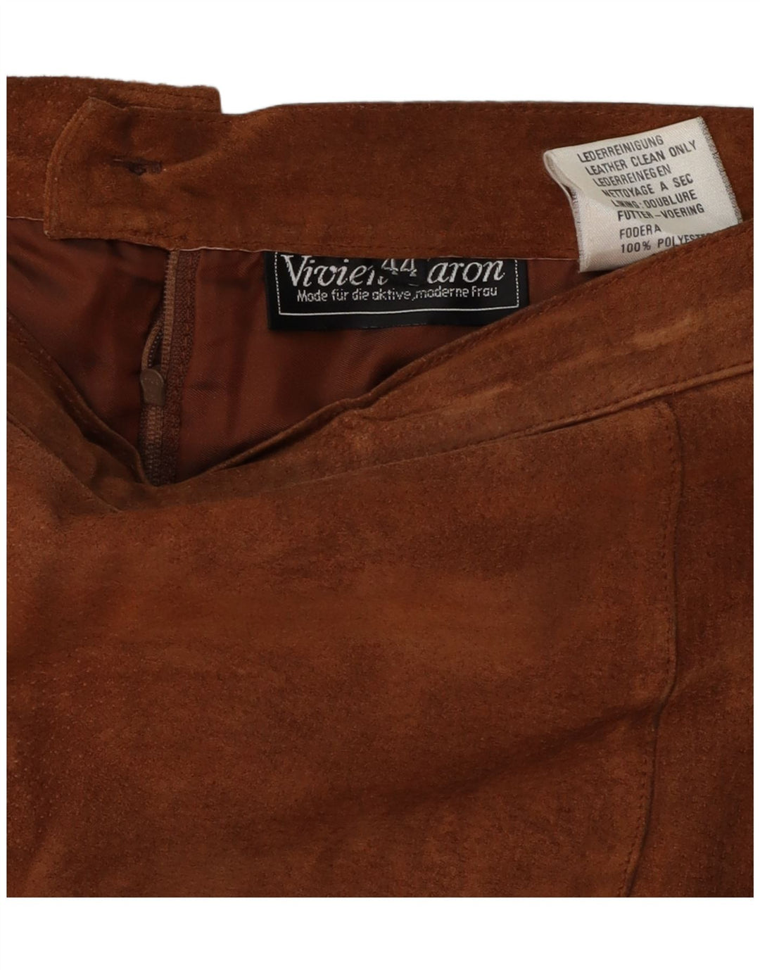 VIVIEN CARON Womens Suede Skirt IT 44 Medium W32 Brown Leather