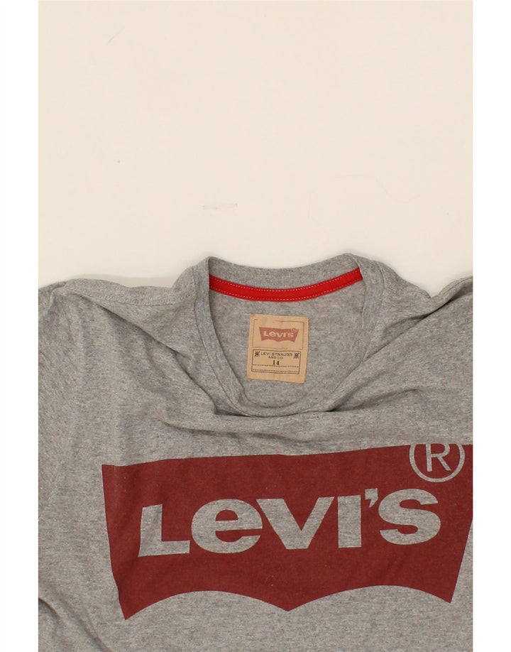 LEVI'S Boys Graphic T-Shirt Top 13-14 Years Grey Polyester Vintage Levi's and Second-Hand Levi's from Messina Hembry 