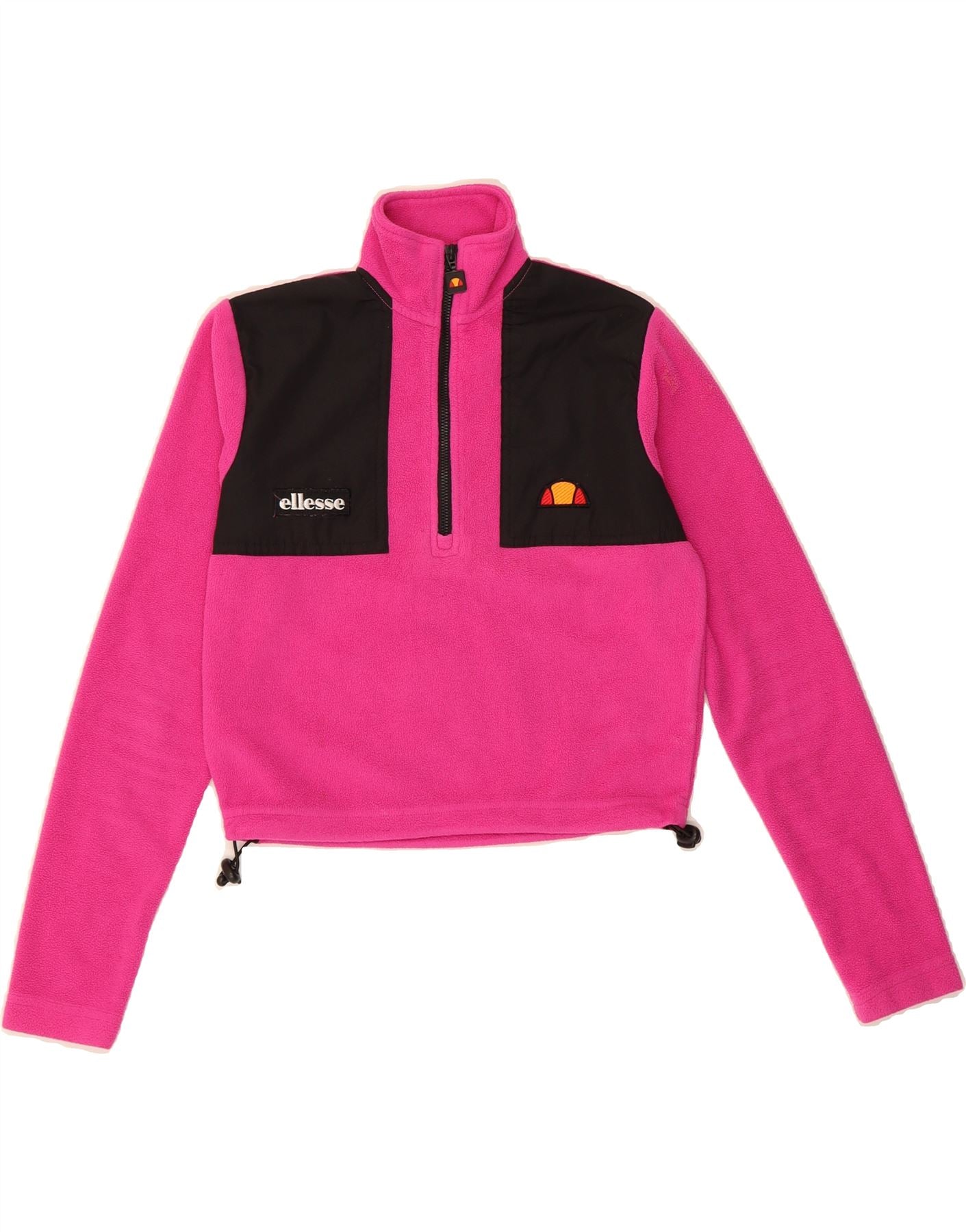 ELLESSE Womens Crop Zip Neck Fleece Jumper UK XS Pink