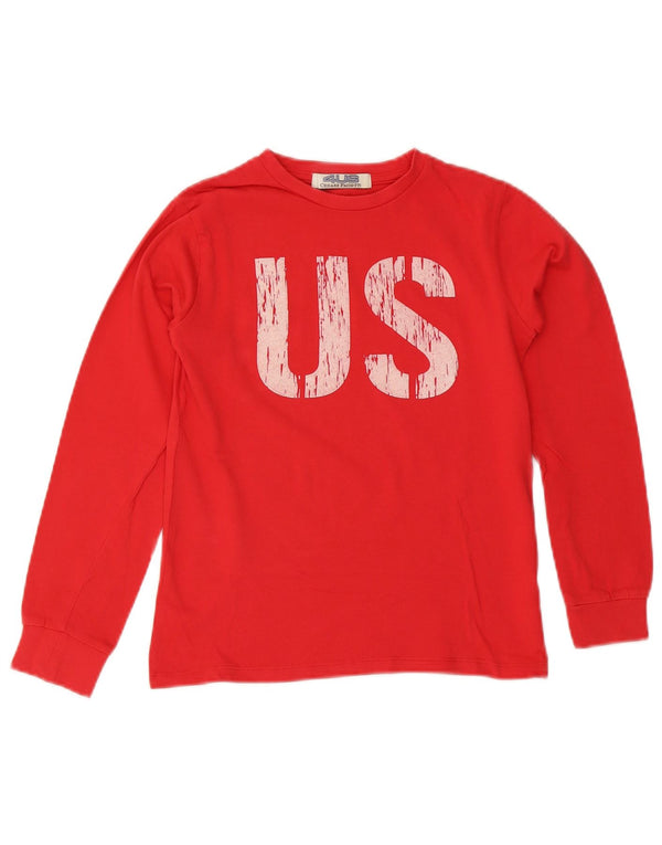 Cesare Paciotti Womens Graphic Top Long Sleeve UK 6 XS Red