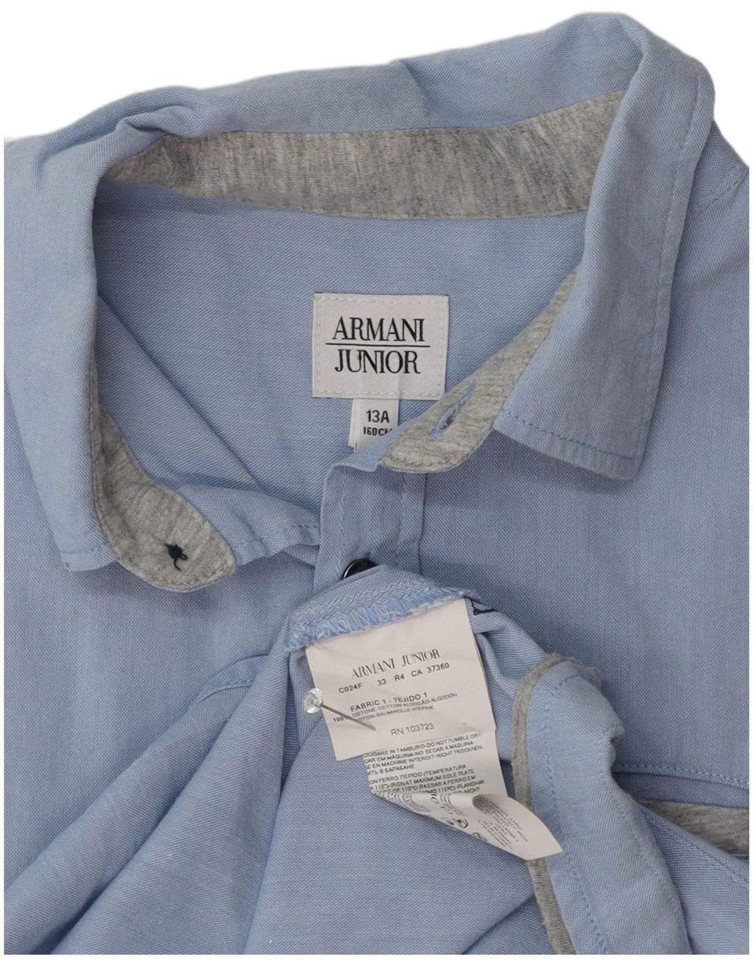 Armani Junior Boys Short Sleeve Shirt 12-13 Years Blue Cotton