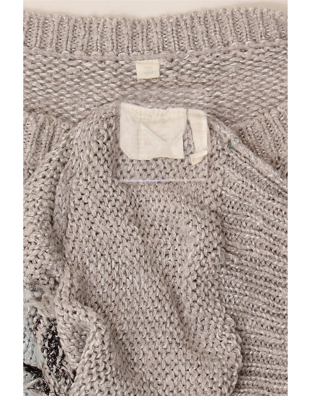 VINTAGE Womens Oversized Boat Neck Jumper Sweater EU 38 Medium Grey Vintage Vintage and Second-Hand Vintage from Messina Hembry 