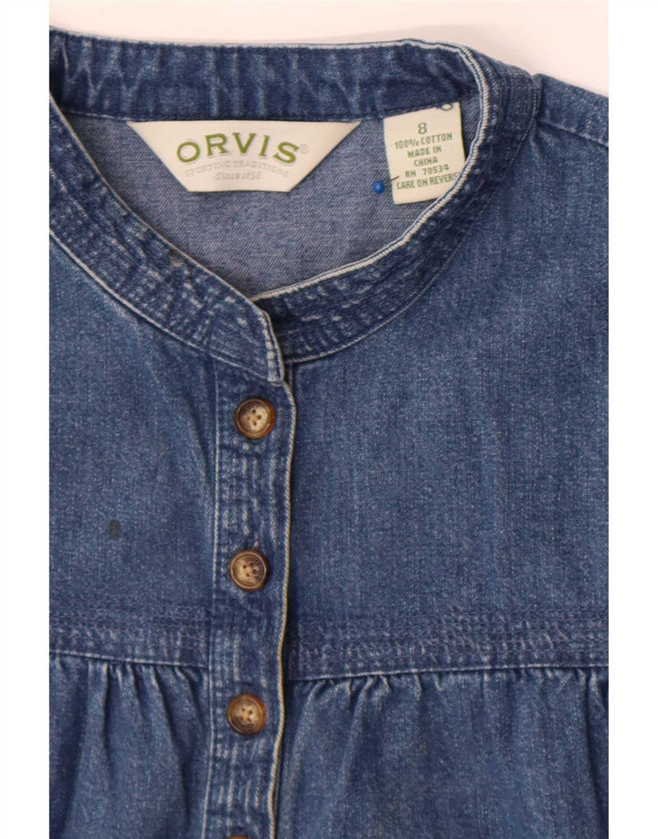 Orvis Womens 3/4 Sleeve Denim Dress US 8 Medium Blue Cotton
