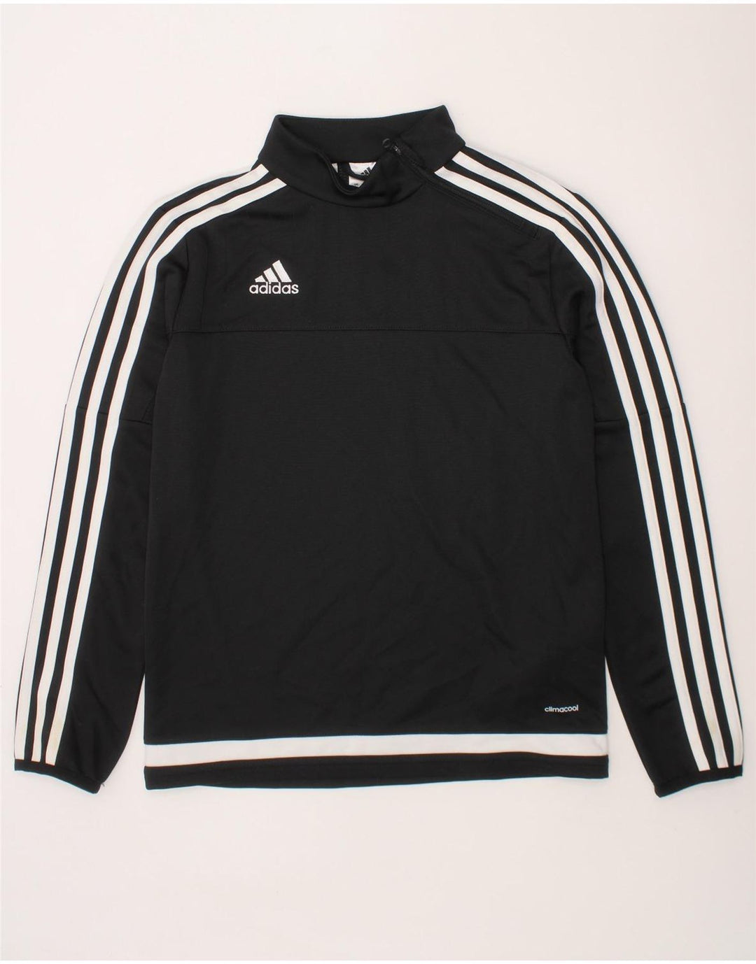 ADIDAS Boys Climacool Pullover Tracksuit Top 9-10 Years Black Colourblock