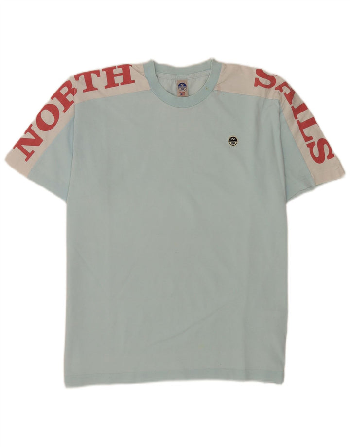 North Sails Mens Graphic T-Shirt Top Medium Blue Colourblock Cotton