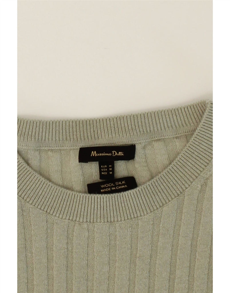 MASSIMO DUTTI Womens Crew Neck Jumper Sweater UK 12 Medium Green Wool Vintage Massimo Dutti and Second-Hand Massimo Dutti from Messina Hembry 