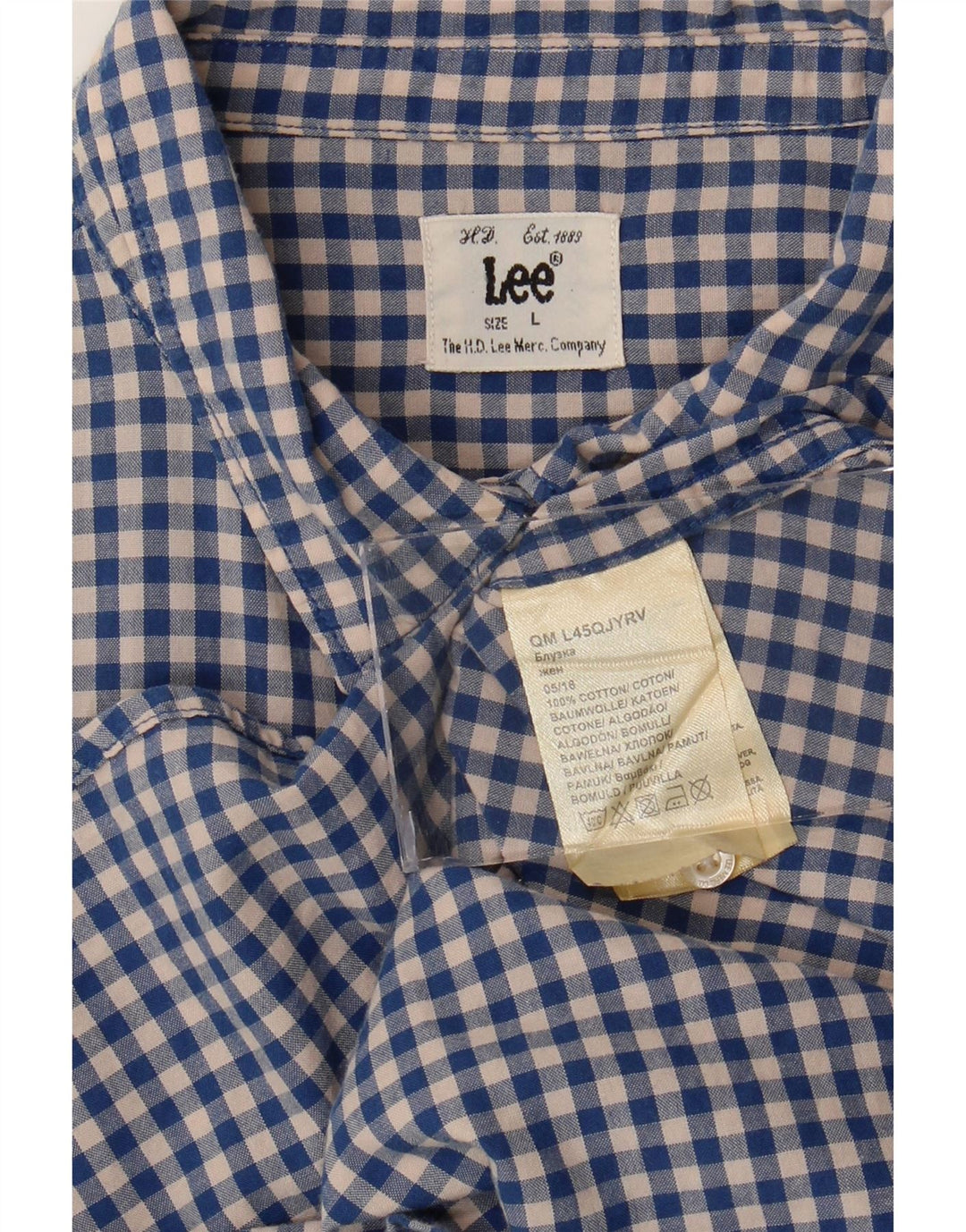 LEE Mens Shirt Large Blue Gingham Cotton