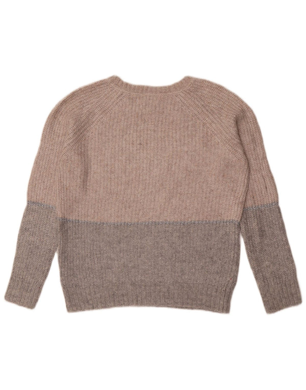 Fat Face Womens Boat Neck Jumper Sweater UK 8 Small Grey Colourblock Nylon