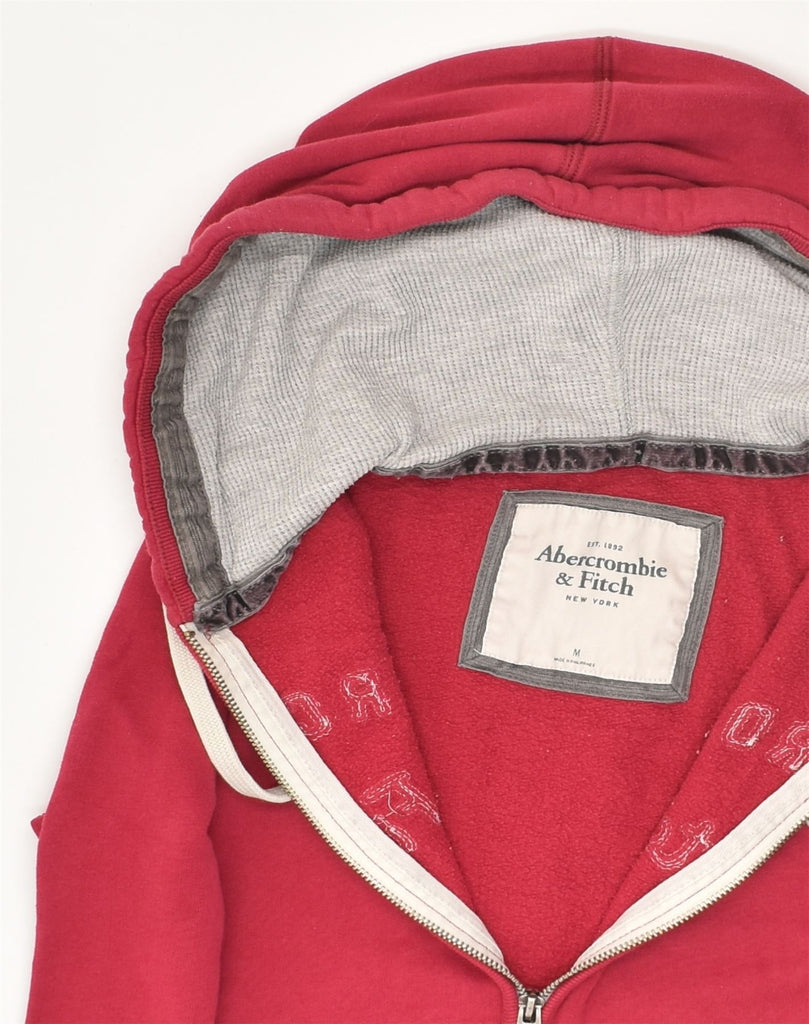 ABERCROMBIE & FITCH Womens Graphic Zip Hoodie Sweater UK 12 Medium Red | Vintage Abercrombie & Fitch | Thrift | Second-Hand Abercrombie & Fitch | Used Clothing | Messina Hembry 