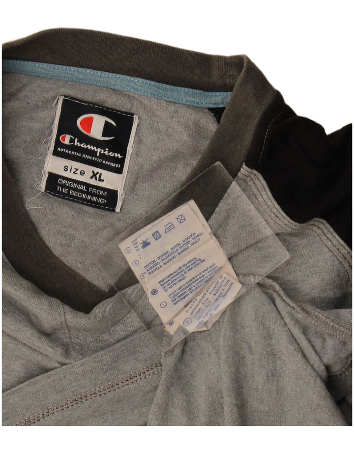 Champion Mens T-Shirt Top XL Grey Colourblock Cotton