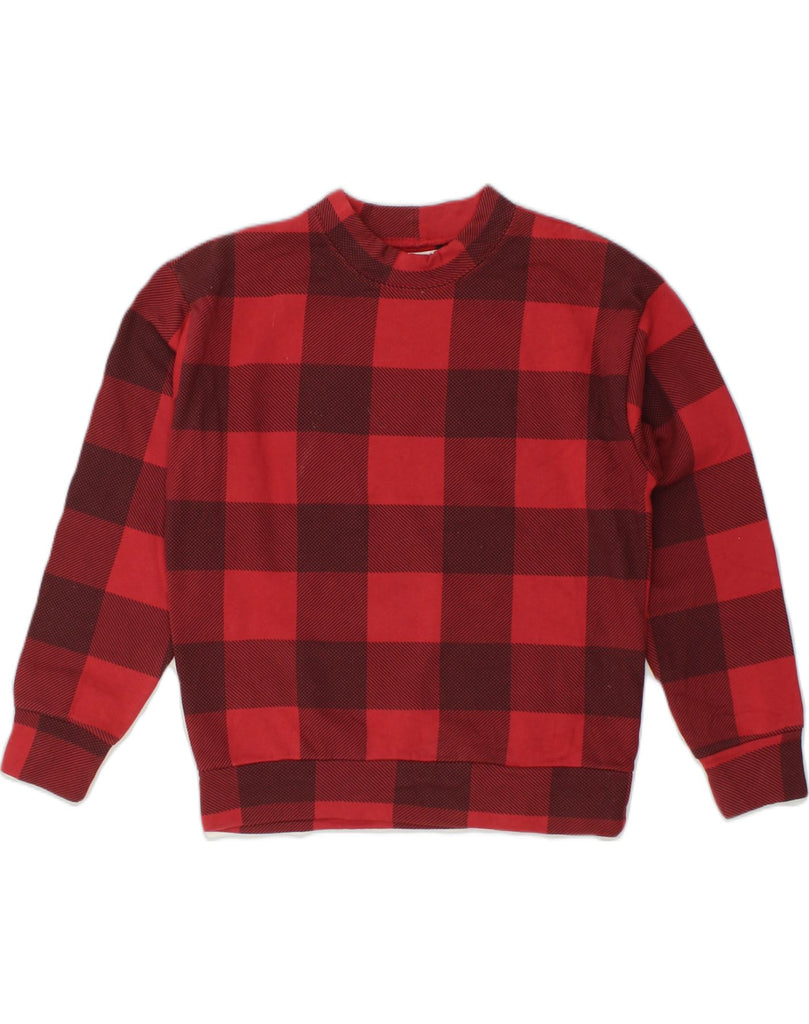 O'NEILL Womens Sweatshirt Jumper UK 14 Medium Red Check Cotton | Vintage O'Neill | Thrift | Second-Hand O'Neill | Used Clothing | Messina Hembry 