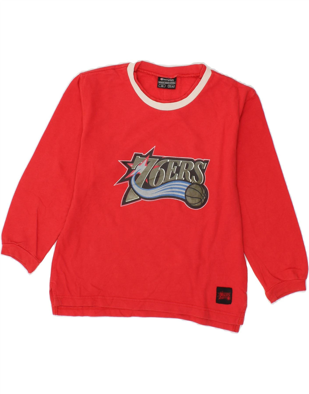 CHAMPION Boys Graphic Top Long Sleeve 7-8 Years Red Cotton Vintage Champion and Second-Hand Champion from Messina Hembry 