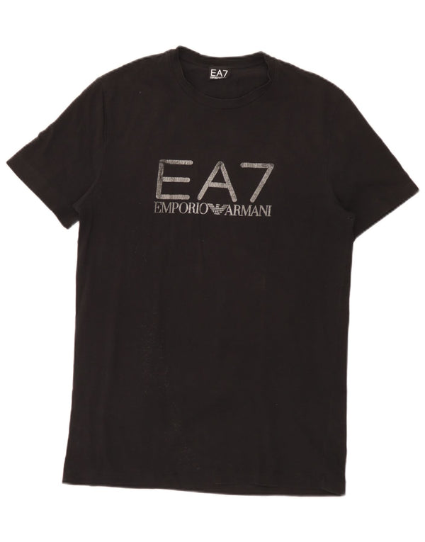 Emporio Armani Mens Graphic T-Shirt Top Medium Black Cotton